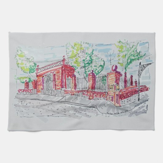 Historic Red Brick Entrance Geschirrtuch (Horizontal)