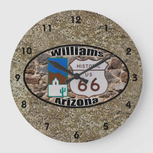 Historic Route 66 ~ Williams, Arizona Große Wanduhr