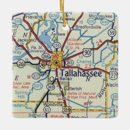 Historic Tallahassee Map Keramikornament (Vorderseite)