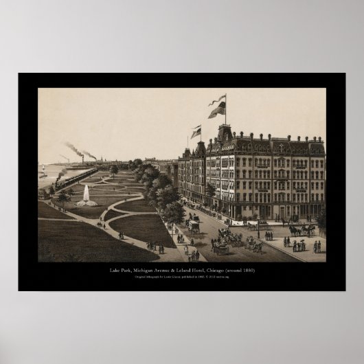 Historic view of Grant Park, Chicago (around 1880) Poster (Vorne)