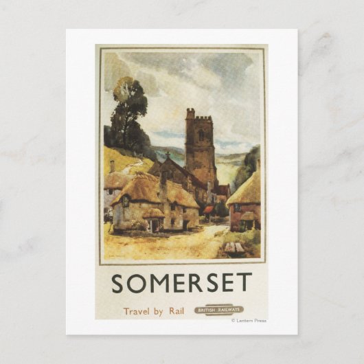 Historic Village Scene British Railposter Postkarte (Vorderseite)