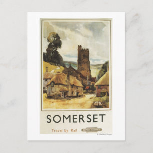 Historic Village Scene British Railposter Postkarte