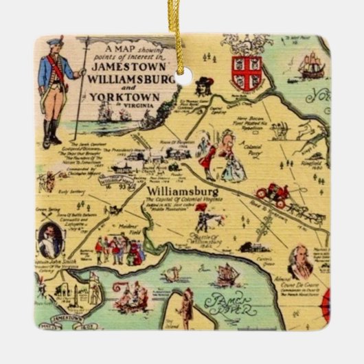 Historic Williamsburg Map Keramikornament (Vorderseite)