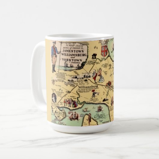 Historic Williamsburg Map Mug Kaffeetasse (Vorderseite Links)