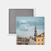 Historical buildings in Old Riga, Latvia travel Magnet (Vorderseite/Rückseite)