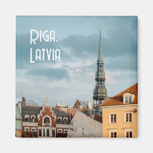 Historical buildings in Old Riga, Latvia travel Magnet (Vorne)