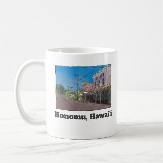 Historical Hawaii Plantation Town Honomu Nostalgic Kaffeetasse (Links)