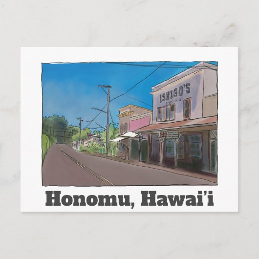 Historical Hawaii Plantation Town Honomu Nostalgic Postkarte (Vorderseite)
