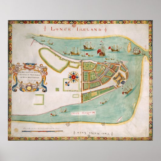 Historical Map of New York City (1664) Poster (Vorne)