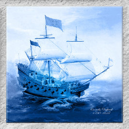 Historisch Dutch Sailboat Delft Blue Tile Fliese