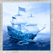 Historisch Dutch Sailboat Delft Blue Tile Fliese