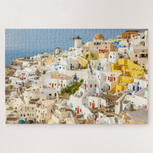 Historisch farbenfroh Oia Village Santorini Griech Puzzle