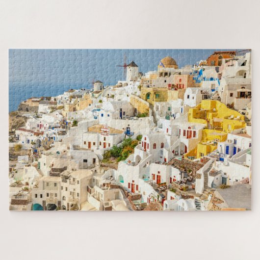 Historisch farbenfroh Oia Village Santorini Griech Puzzle (Horizontal)