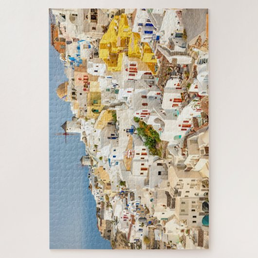 Historisch farbenfroh Oia Village Santorini Griech Puzzle (Vertikal)