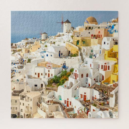 Historisch farbenfroh Oia Village Santorini Griech Puzzle (Vertikal)