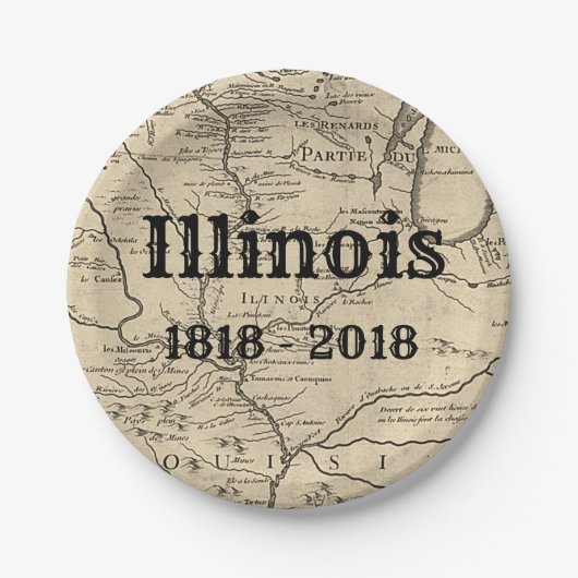 Historisch Illinois Bicentennial Pappteller (Vorderseite)