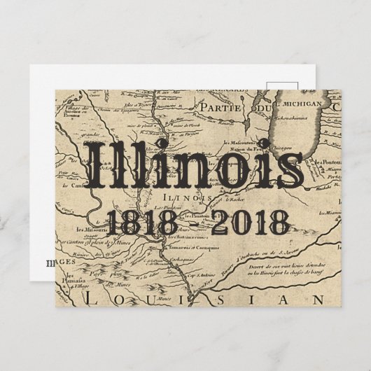 Historisch Illinois Bicentennial Postkarte (Vorne/Hinten)
