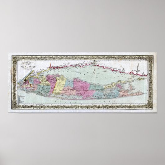 Historische 1855-1857 Reiseschild auf Long Island Poster (Vorne)