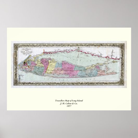 Historische 1855-1857 Reiseschild auf Long Island Poster (Vorne)