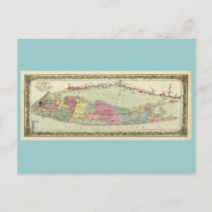 Historische 1855-1857 Reiseschild auf Long Island Postkarte