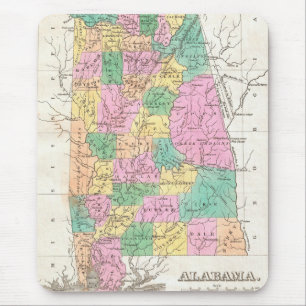 Historische Alabama-Staatskarte (1827) Mousepad