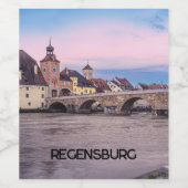 Historische Altstadt in Regensburg, Deutschland Weinetikett (Einzelnes Label)
