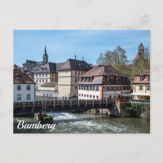 Historische Altstadt und Fluss in Bamberg, Deutsch Postkarte (Vorderseite)
