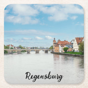 Historische Altstadt von Regensburg, Deutschland Rechteckiger Pappuntersetzer