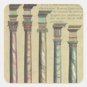 Historische Architektur, die 5 Architektur-Ordnung Quadratischer Aufkleber