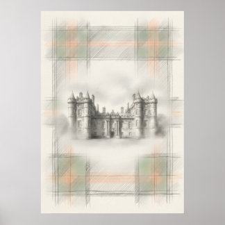 Historische Architekturzeichnung eines schottische Poster