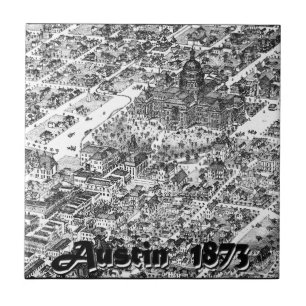 Historische Austin-Karte 1873 Fliese