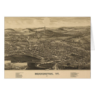 Historische Bennington, Vermont Map Grußkarte