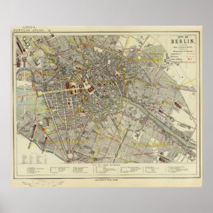 Historische Berlin-Karte 1883 – Letts Popular Atla Poster