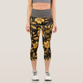 Historische Blumen mit Rankenmuster Capri Leggings