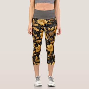 Historische Blumen mit Rankenmuster Capri Leggings