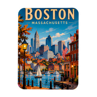 Historische Bostoner Uferpromenade und Skyline Magnet