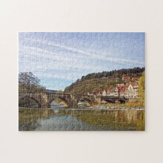 Historische Brücke, Hannoversch-Münden, Deutschlan Puzzle (Horizontal)