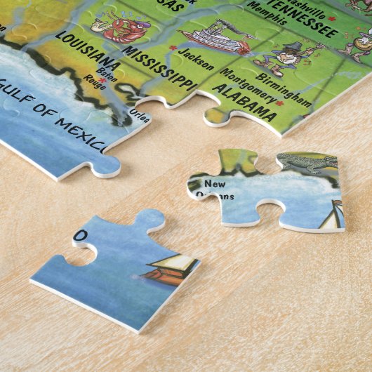 Historische Cartoon-Karte des Weg-66 Puzzle (Seite)