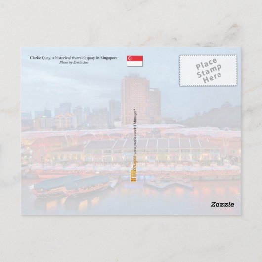 Historische Clarke Quay in Singapur Postkarte (Rückseite)