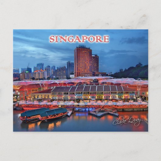Historische Clarke Quay in Singapur Postkarte (Vorderseite)