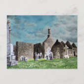 Historische Clonmacnoise Celtic Friedhof Scene Postkarte (Vorderseite)