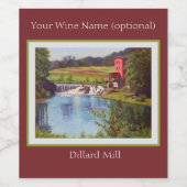 Historische Dillard Mühle am Ozark Creek Weinetikett (Einzelnes Label)