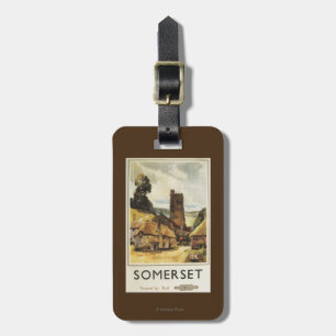 Historische Dorf-Szenen-britisches Bahnplakat Gepäckanhänger