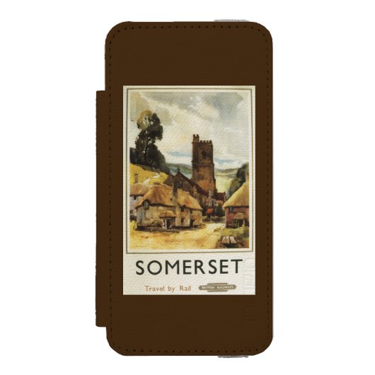 Historische Dorf-Szenen-britisches Bahnplakat Incipio iPhone Geldbeutel-Hülle (Folio Vorderseite)