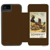 Historische Dorf-Szenen-britisches Bahnplakat Incipio iPhone Geldbeutel-Hülle (Folio Geöffnet)