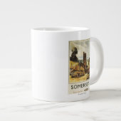 Historische Dorf-Szenen-britisches Bahnplakat Jumbo-Tasse (Vorderseite Rechts)