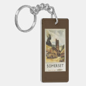 Historische Dorf-Szenen-britisches Bahnplakat Schlüsselanhänger (Vorderseite links)