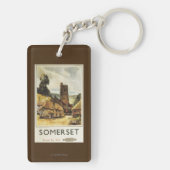Historische Dorf-Szenen-britisches Bahnplakat Schlüsselanhänger (Rückseite)