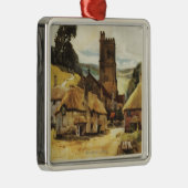 Historische Dorf-Szenen-britisches Bahnplakat Silbernes Ornament (Rechts)