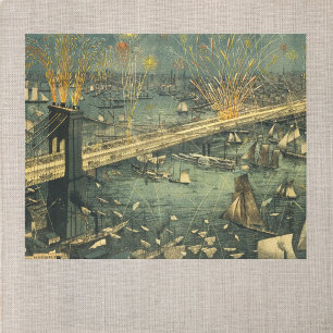 Historische Eröffnung der Brooklyn Bridge in New Y Leinwanddruck